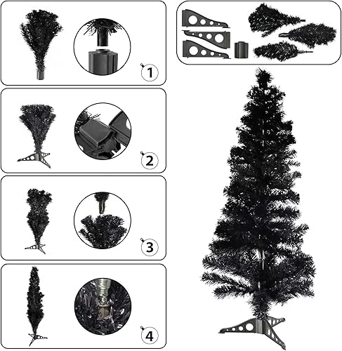Miniatura 4 de S-SSOY Árboles de Navidad artificiales de 3 pies con base de soporte de patas de PVC, decoración navideña para el hogar y la oficina (rosa)