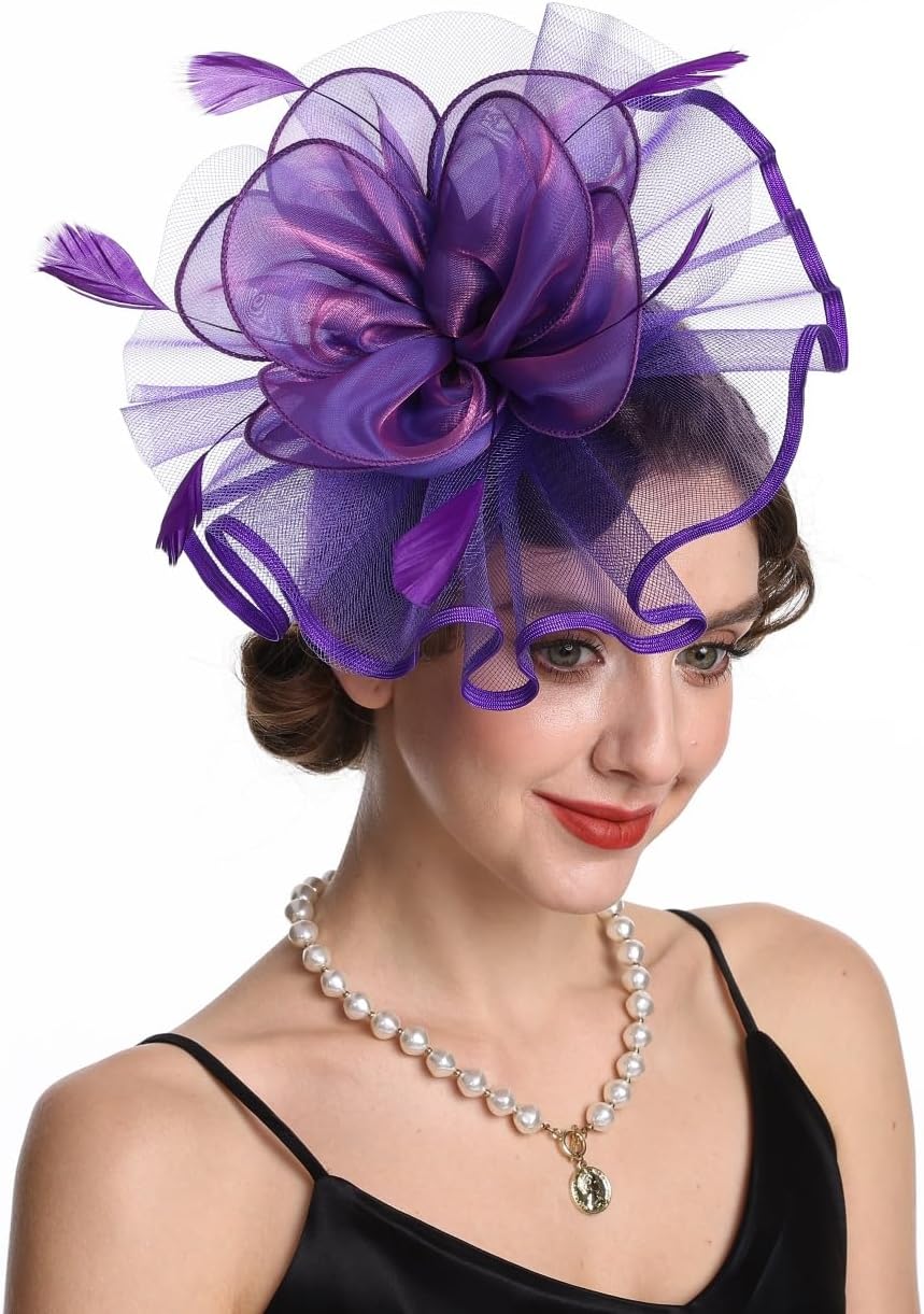 Haojing Women's Organza Church British Fascinator Bridal Tea Party Wedding Hat Summer
