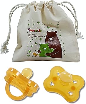 Sweetie Rubber Pacifier Star Shape Rubber Natural Rubber with Symmetrical Nipple 1 Count (12-18 large)