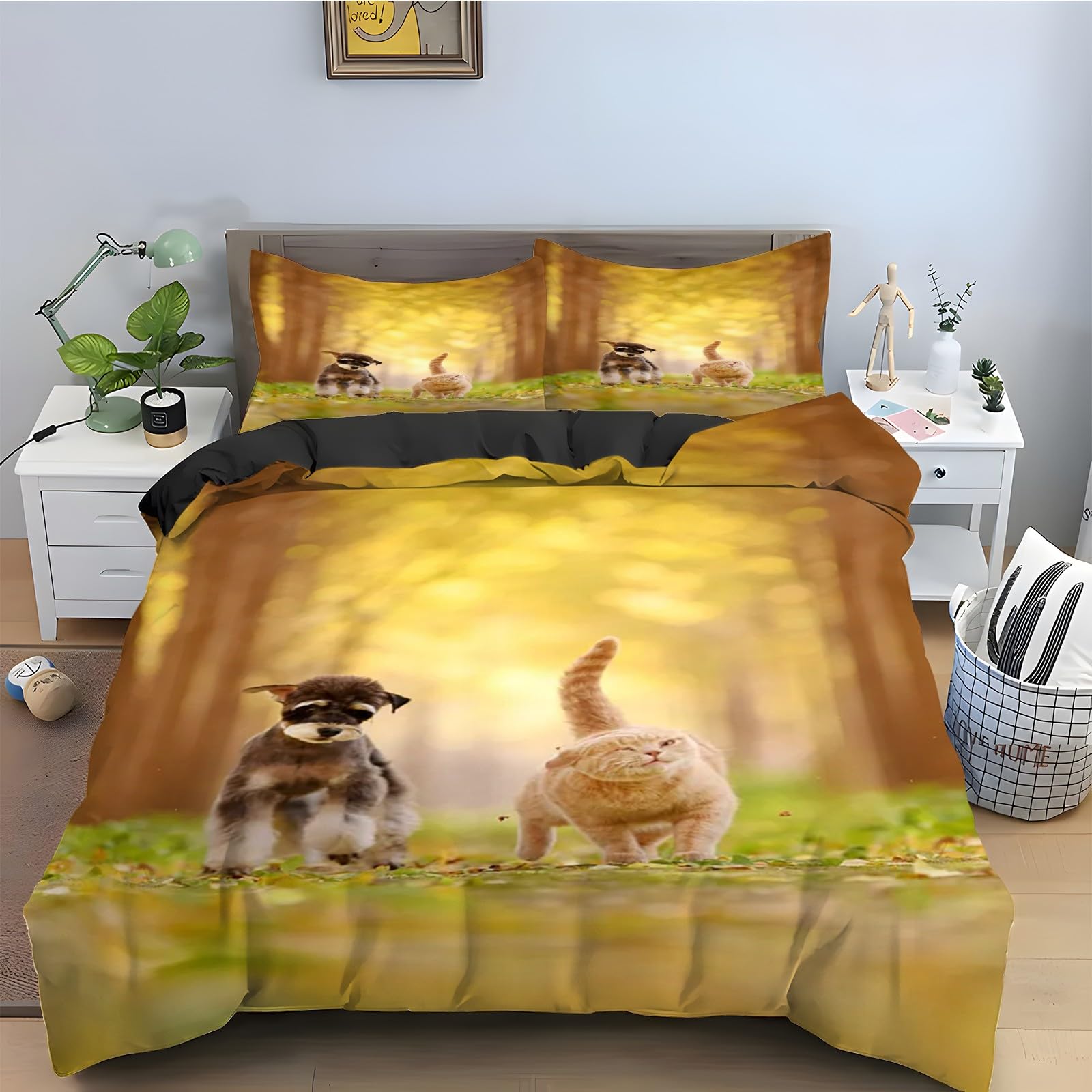 Housse de couette 160x200 chat zippée pour en finir avec les corvées de lit fastidieuses