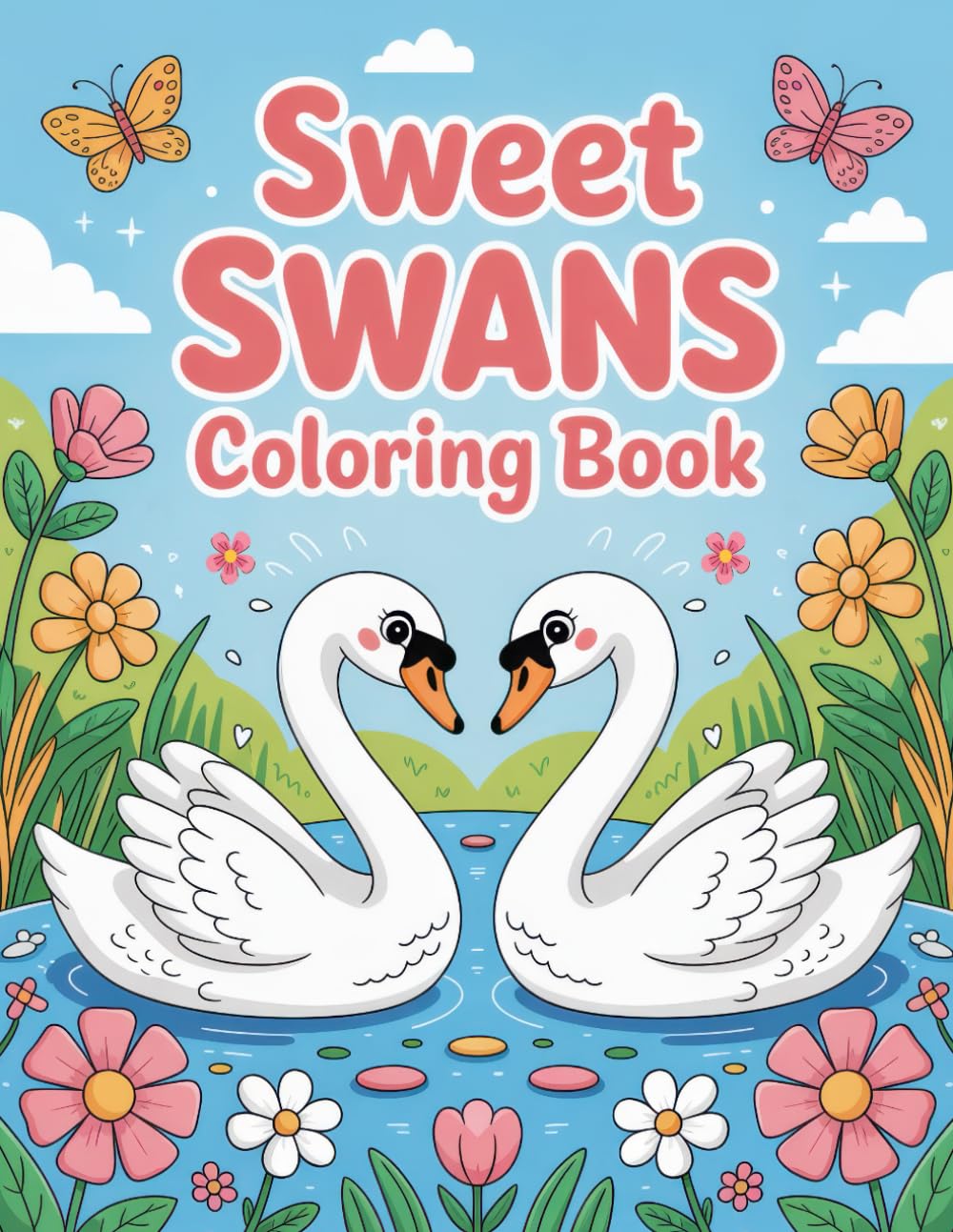 Sweet Swans Coloring Book: 45 Beautiful and Elegant Swans illustrations For Kids & Teens