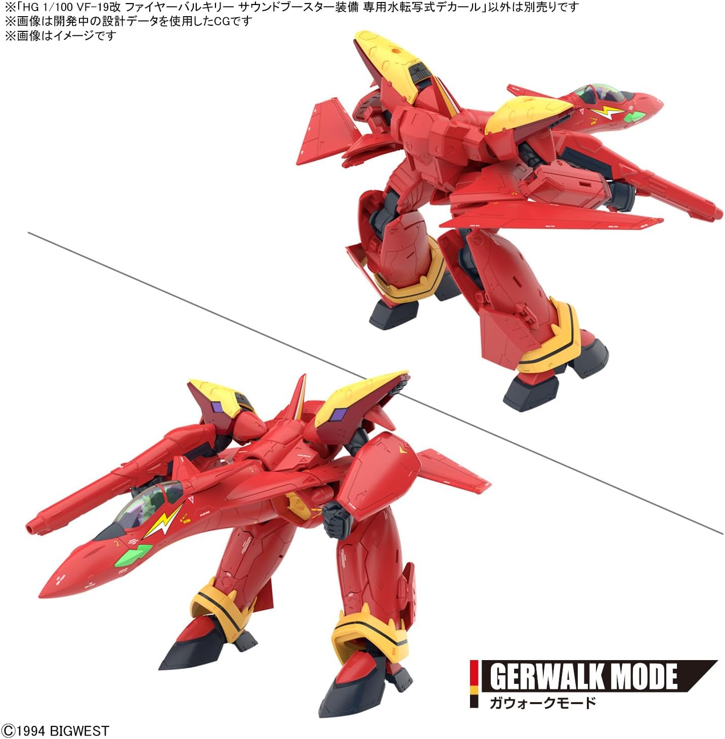 Bandai Hobby - Macross 7 - VF-19 Custom Fire Valkyrie with Sound Booster Water Decals, Bandai Spirits Decal Model Kit