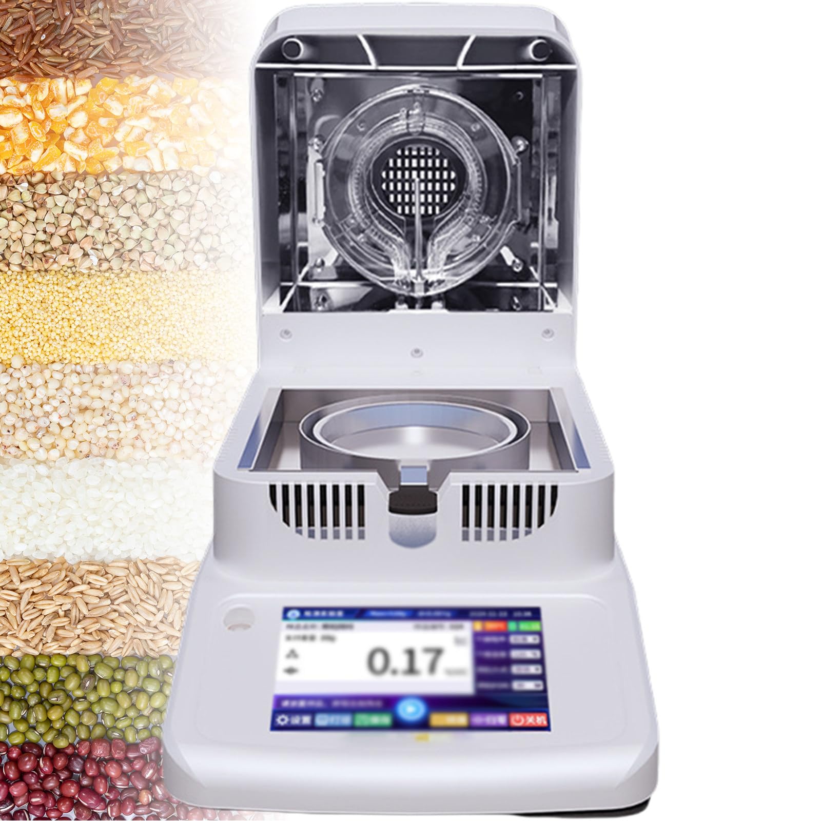 Sjyclaviger Feed Grain Moisture Tester, Halogen Moisture Analyzer, Fast Heating & Drying (40-180°C), Accuracy 1mg, 2mg, 5mg Heating & Drying, for Grain 5mg