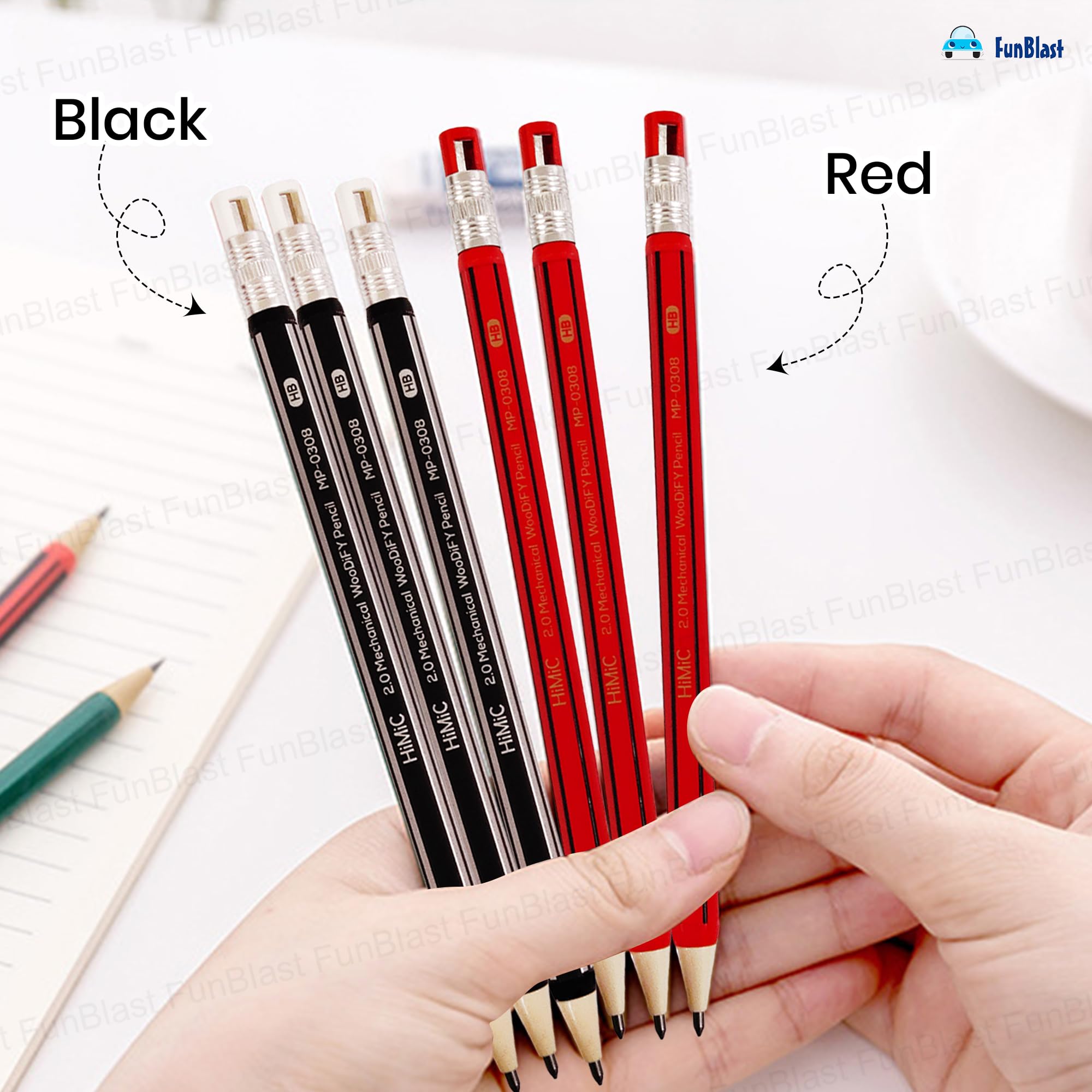 FunBlast Mechanical Pencil with Sharpener for Kids – 12 Pcs Pre-Sharpened Pencils for Kids, Kawaii Pencils for Kid, Cute Pen-Pencil, Return Gift for Children, Pencil for Drawing and Shading 3
