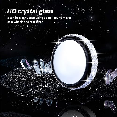 Miniatura 3 de 2 espejos de punto ciego trasero de diamante para automóvil, 2.24 pulgadas, 360°, redondo, de vidrio HD, convexo, espejo redondo pequeño, redondo,