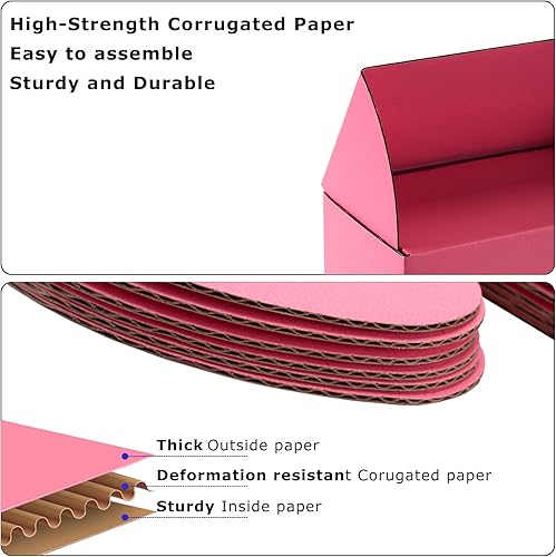 Miniatura 3 de Yidomto Cajas de envío rosas de 8 x 4 x 4 pulgadas, juego de 25 cajas pequeñas de cartón corrugado para empresas pequeñas, cajas de correo para