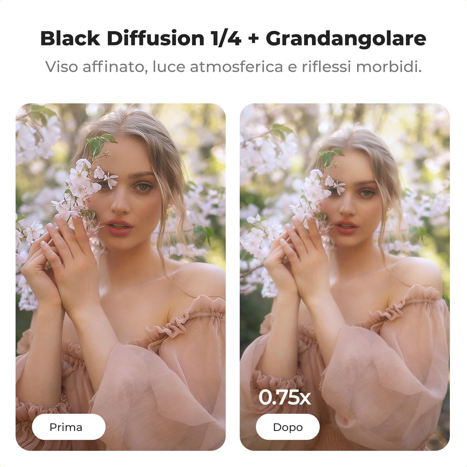 K&F CONCEPT Set Obiettivo Grandangolare Magnetico & Filtro di Diffusione Nero 1/4, Compatibile con DJI Osmo Pocket 4/3, 2 Pezzi, Vetro Ottico, Multistrato, Fissaggio Magnetico