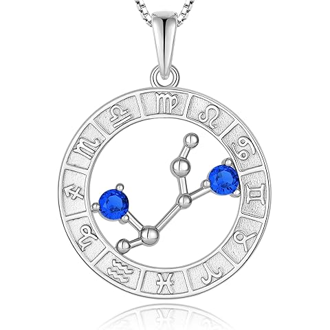 Constellation Necklace for Women 925 Sterling Silver Zodiac Pendant Birthstone Astr...