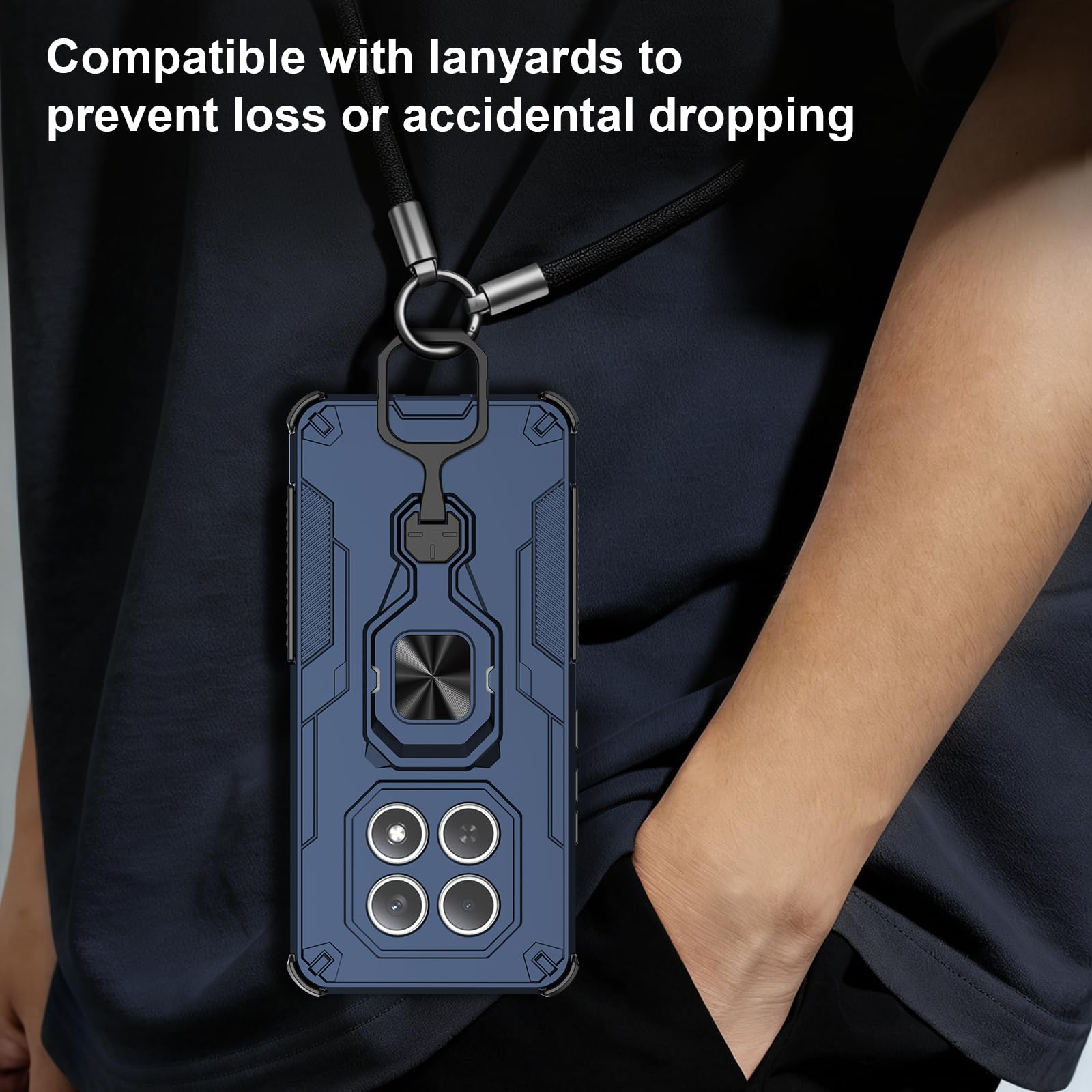 Funda para Xiaomi Redmi Note 15 Pro 5G, Carcasa Antigolpes con Soporte anular metálico, Case Protectora de Grado Militar, Azul — view 453