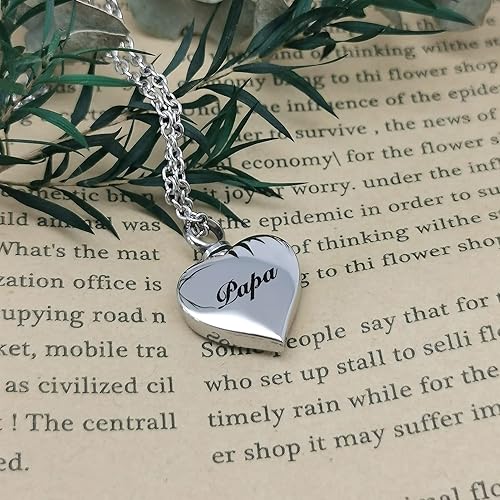 Miniatura 3 de Joyas de cremación de alas de ángel de la guarda para cenizas, collares de urna de cristal de corazón para cenizas, collar de recuerdo conmemorativo