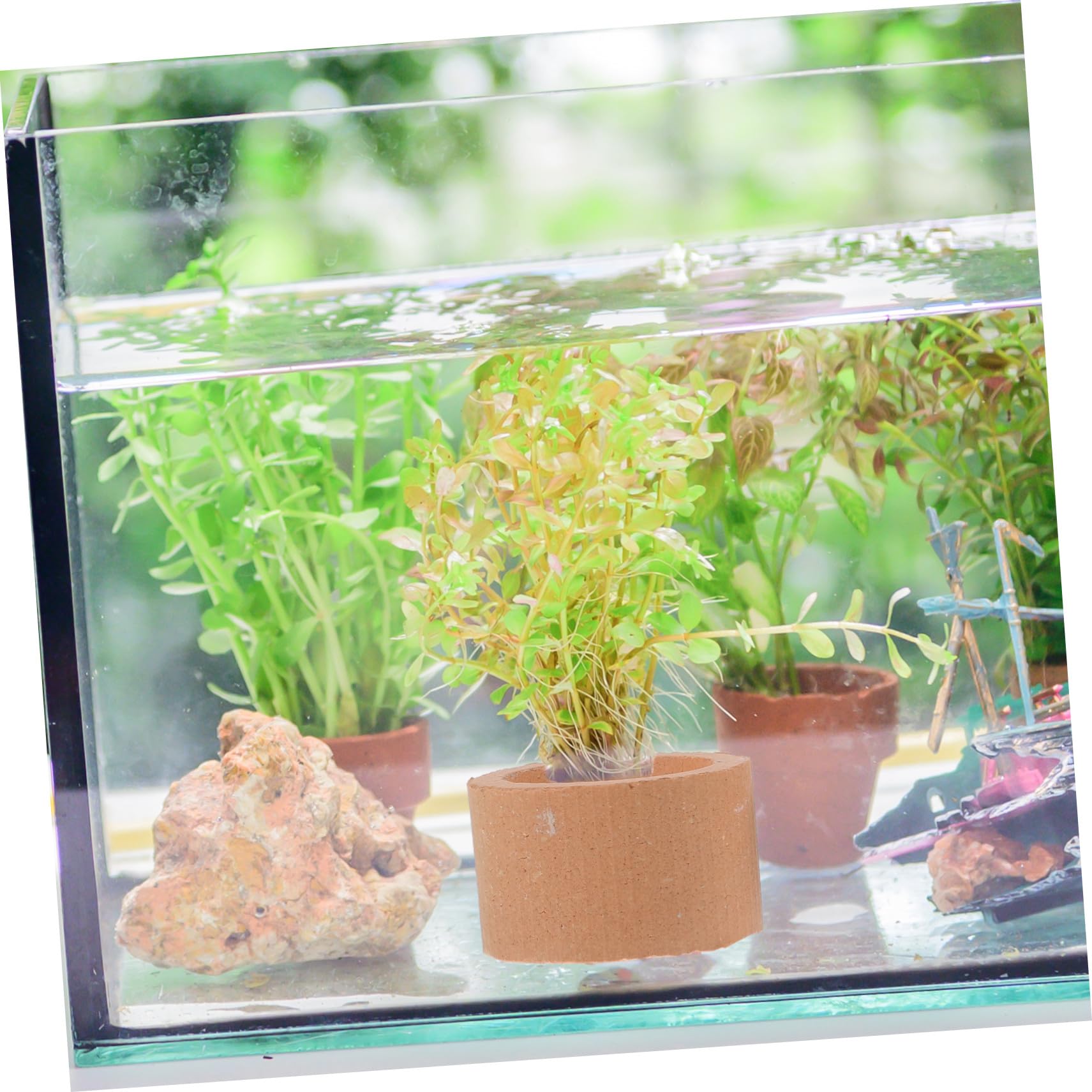INOOMP Aquarienpflanzen Einfach zu Platzieren aus Keramik Fixiermittel 12 Stück Befestigungsbasis für Wasserpflanzen für Aquarium und Fischbecken