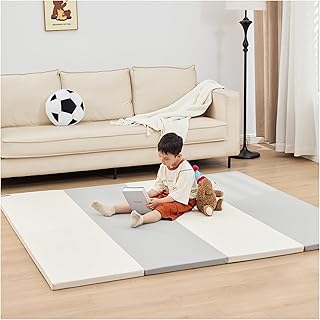 GU MODE プレイマット ベビーマット ベビープレイマット 折りたたみ 厚み4cm 収納しやすい 厚手 折りたたみ ノンホルム 防水 防音 マット (グレー・ホワイト, 120x160㎝)