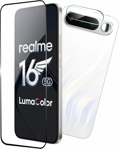 LiteKart Tempered Glass Screen Protector Compatible For Realme 16 5G | With Camera Lens Protector Screen Guard Pack 1+1