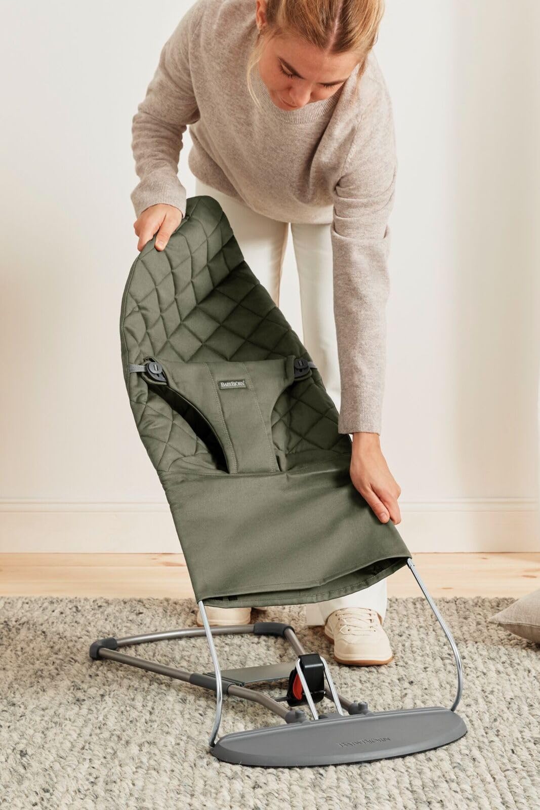 BabyBjörn Babywippe Bliss, Gewebe, Klassische Steppung, Dunkelgrün