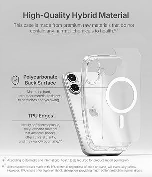 Minesk iphone 16 Plus ile Uyumlu SuperMatt Serisi Arkası Parmak izi Tutmayan Sert Mat Polikarbonat Kenarları Tpu Silikon Metal Tuşlu Premium Şeffaf Kılıf Kapak (Manyetik, 16 Plus)