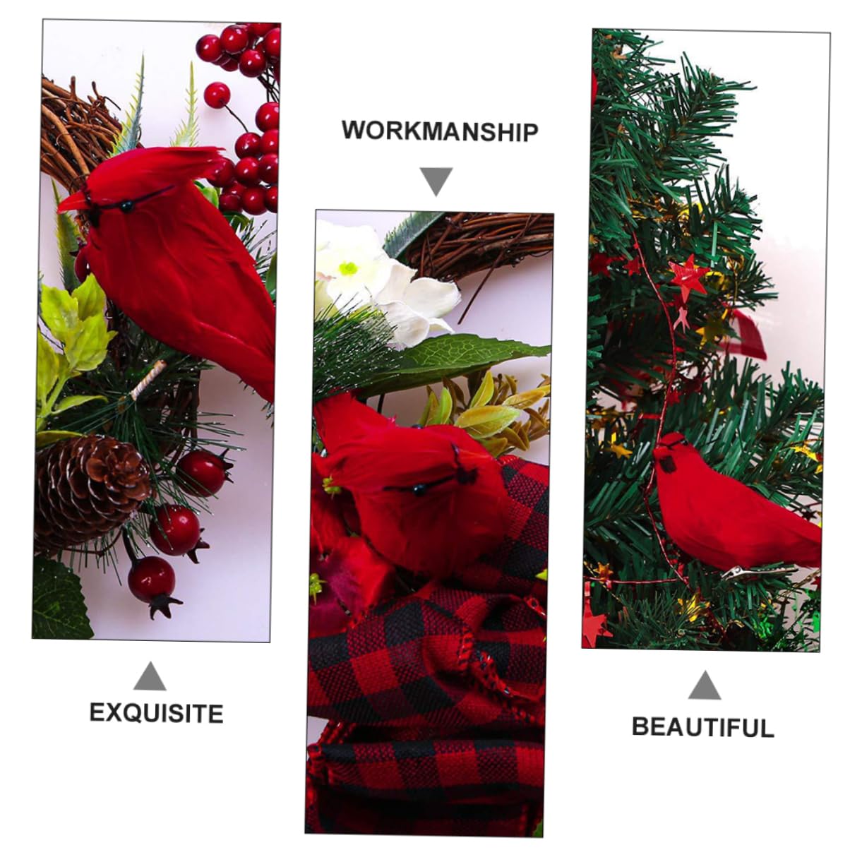 ABOOFAN 2 Sets Künstliche Vögel Für Dekorationen Weihnachtsvögel Mit Clip Kardinal Ornament Für Weihnachtsbaum 12 Stück * 2