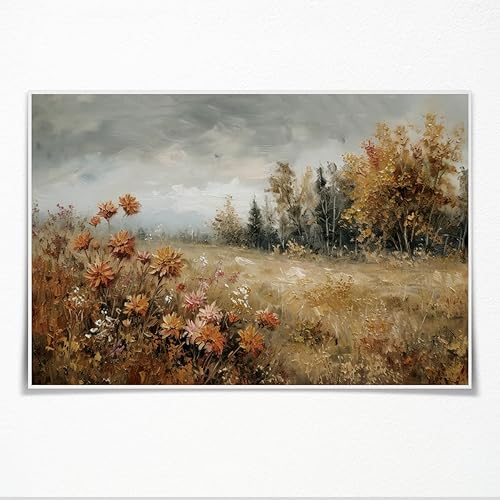 Miniatura 10 de Lienzo de otoño para pared, póster de granero de calabaza, estilo retro, campo y otoño, decoración de pared para el hogar, sala de estar, 8 x 12