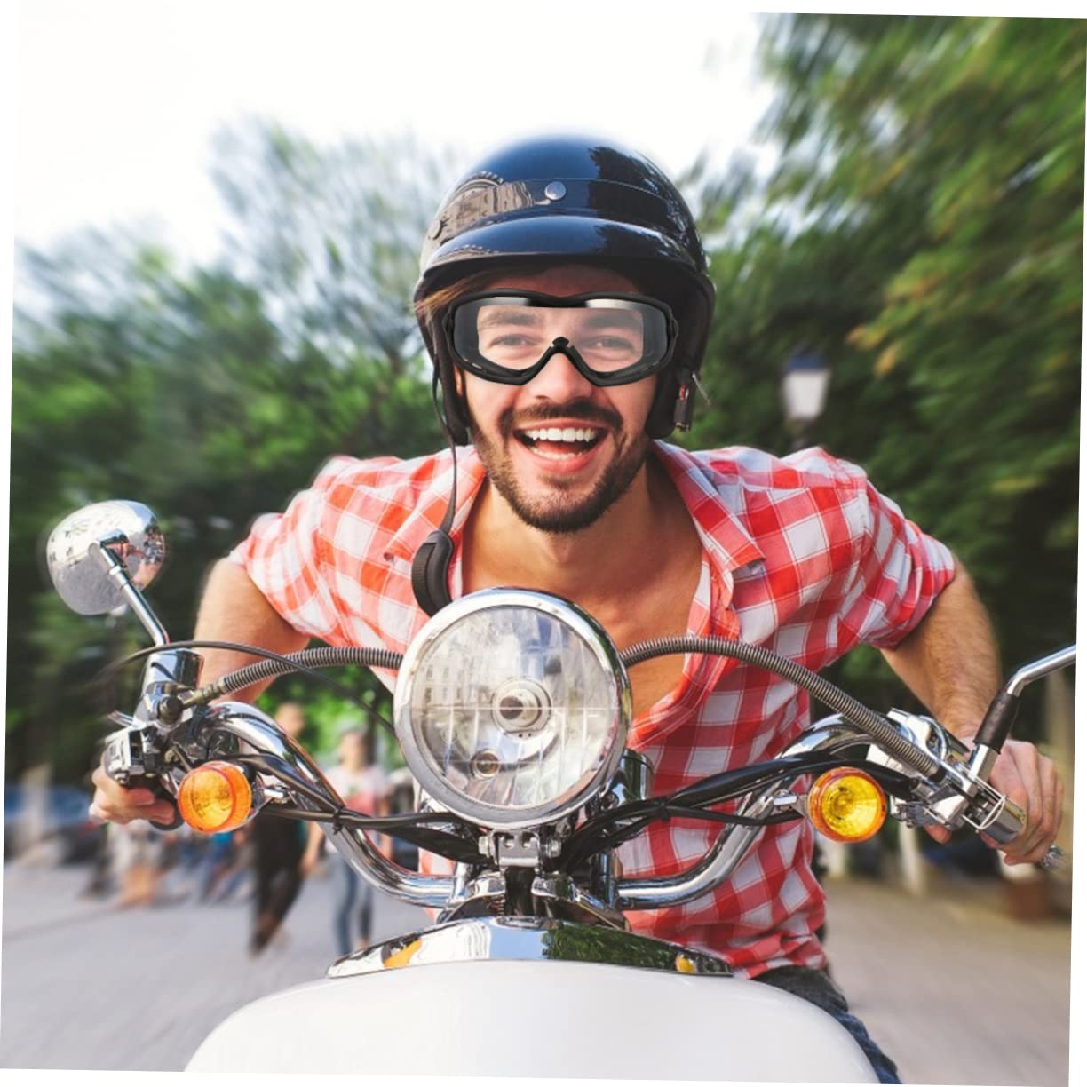 BESTYASH Occhiali Protettivi da Esterno Unisex in Tpe Pc, Resistenti al Vento e Spray, per Ciclismo e Attività Outdoor, Design Retrò Nero Portatile