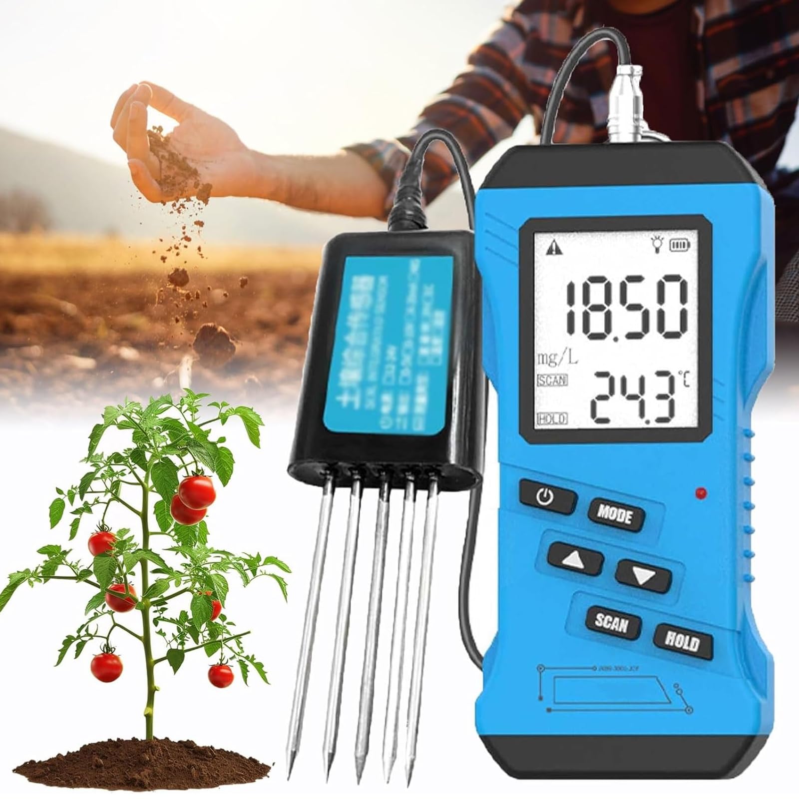 Testeur de sol 7-en-1 contre le jaunissement des feuilles pour potager et jardin
