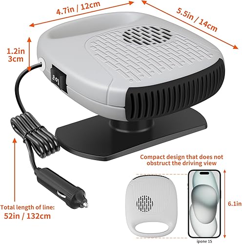 Miniatura 3 de Calentador de automóvil, calentador portátil de 12 V con purificación de aire 2 en 1, función de calentamiento y enfriamiento rápido, enchufable,