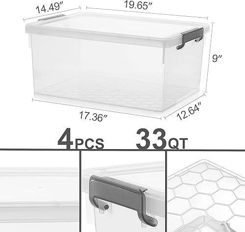 Miniatura 6 de Citylife - Contenedores de almacenamiento de plástico de 33 cuartos de galón con tapas, contenedores de almacenamiento apilables grandes para