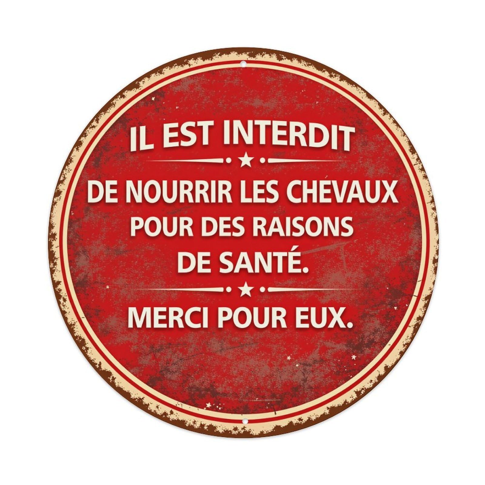 Wmlzdnwr Vintage Red Circular Sign With White Text And Stars Round Tin Sign,Retro Wall Art,Metal Poster For Home, Bar, Garage, Cafe, Rustic Indoor & Outdoor Decor, 8X8 Inches