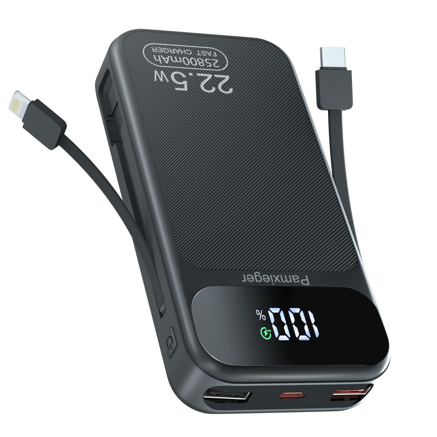 Produktbild von 22,5W Power Delivery Schnelllade-Powerbank Mit LED-Display Lila