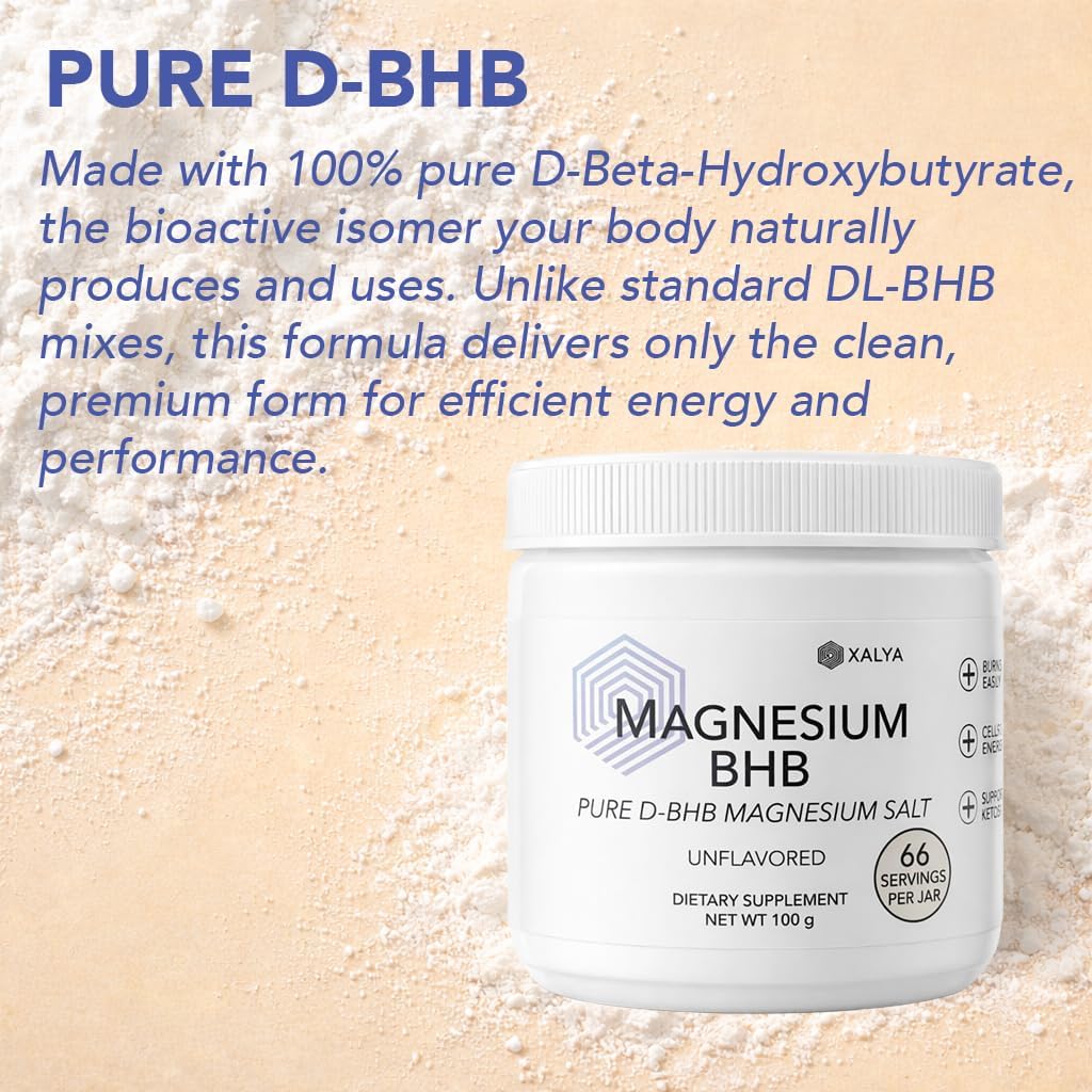 Magnesium BHB – Exogenous Ketone, Keto BHB Powder, Beta Hydroxybutyrate, Clean Ketone Fuel for Energy, Focus & Performance, Ketone Salts, Dissolves Easily in Hot or Cold Water, Unflavored 66 Servings