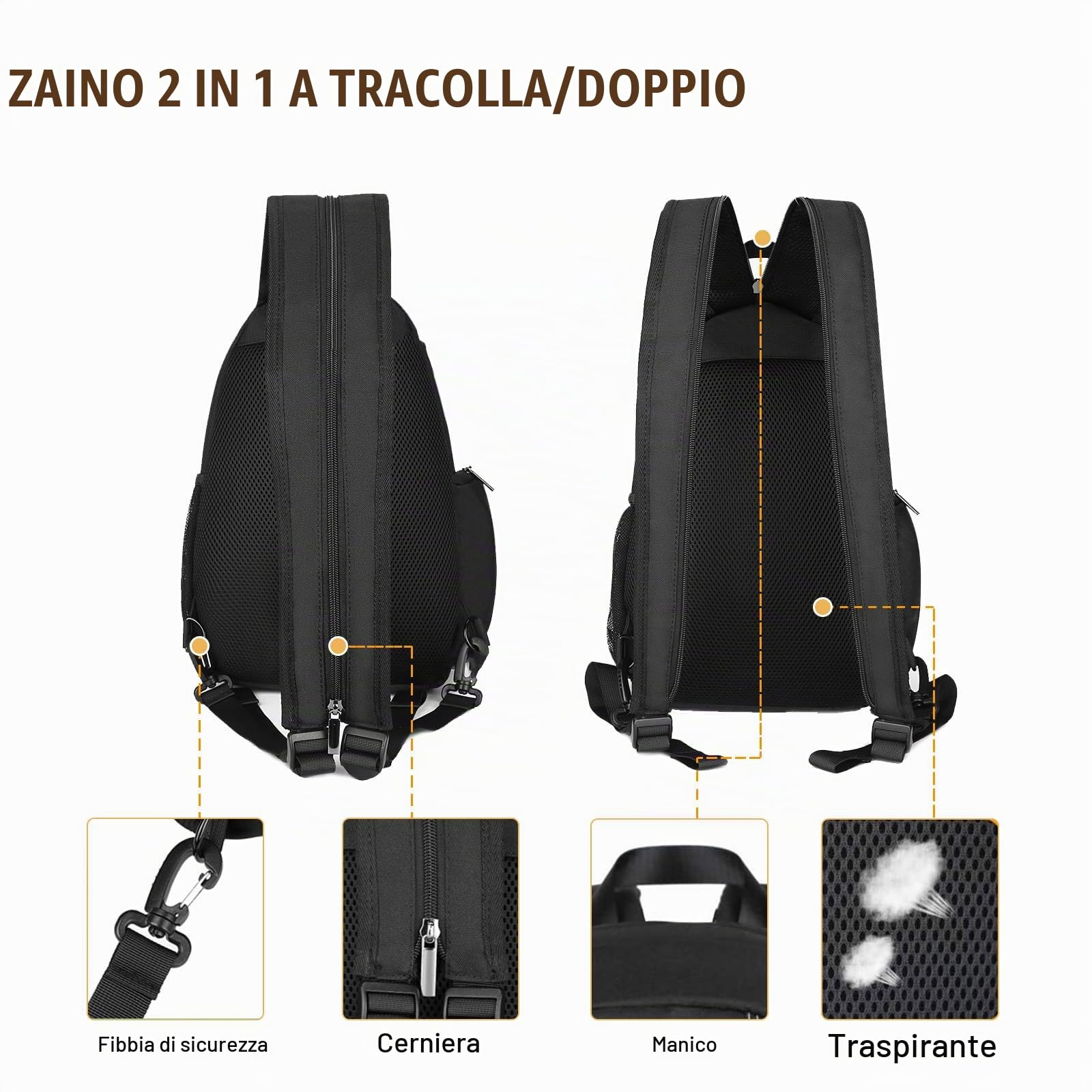 BAIGIO Zaino Fotografico Multifunzionale, Borsa a Tracolla per Fotocamera, Borsa per Reflex, Zaino Impermeabile per Fotocamera, Borsa per Obiettivo Canon Sony Nikon SLR DSLR