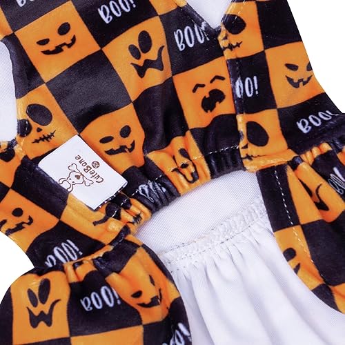 Miniatura 9 de CuteBone Vestido de terciopelo para perro de cuello alto, falda de cachorro, disfraz de falda para mascotas, ropa para gatos con lazo para el pelo