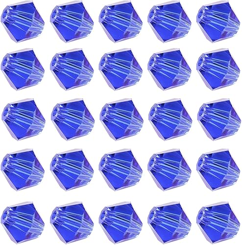 Bala&Fillic Cuentas de cristal de bicono facetadas azules al por mayor de 0.157 in para la fabricación de joyas, cuentas de cristal artesanales de