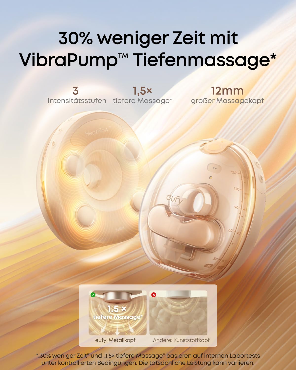 eufy Tragbare Milchpumpe S2 Pro, sanfte Wärmemassage mit HeatFlow™ 2.0 & VibraPump™, Brustwarzen-Licht, App-Steuerung, Füllstandsalarm, kabelloses Ladecase, 7 Tage Akkulaufzeit, freihändiges Abpumpen