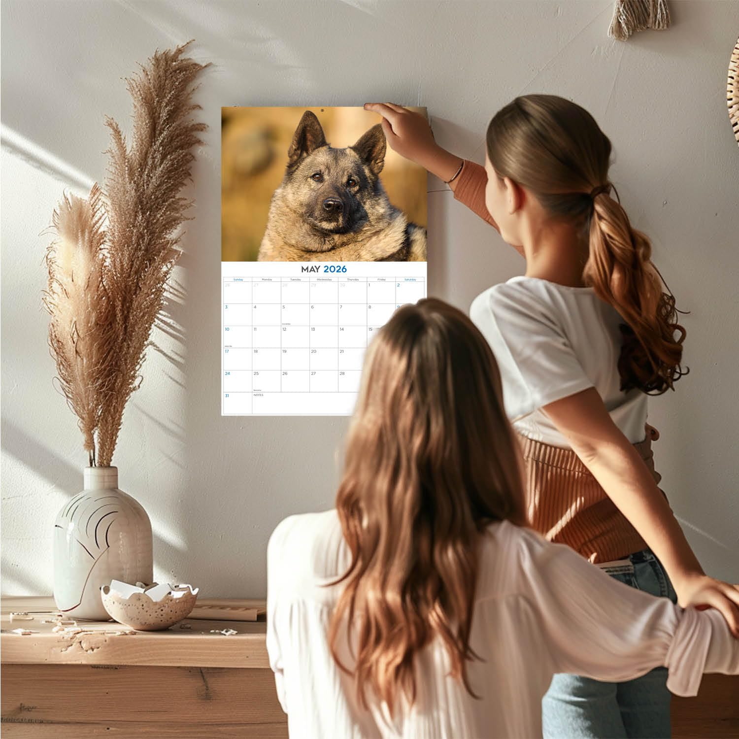 Calendario 2024 2025 Noruego de Elkhound – Calendario mensual de pared de raza de perro – 12 x 18 pulgadas abierto – Papel grueso que no se corre – Regalo – Planificador académico para profesores,