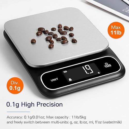 Miniatura 2 de BAGAIL Báscula de cocina de alta precisión de 0.00 oz, IPX6 impermeable, USB-C recargable, escala digital de 0.01 oz11 libras para alimentos onzas y