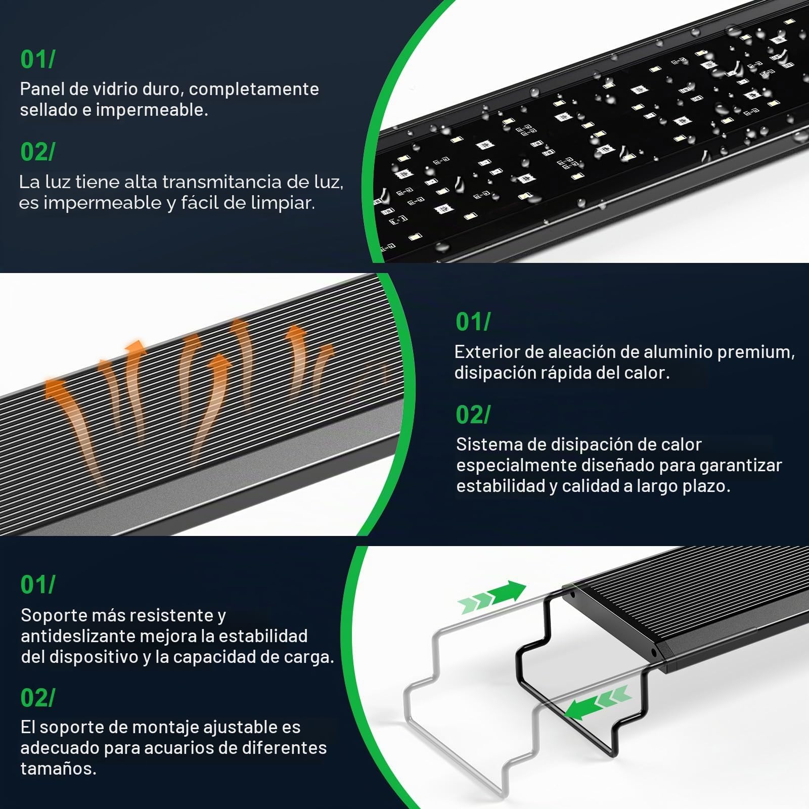 hygger Iluminación para Acuario, 50W Luz Acuario Plantado con Multi Timer, 24/7 Natural Mode Fish Tank LED Light Ajustable Brillo, Lámpara de Acuario con Soportes Extensibles for 90-120cm Tanks