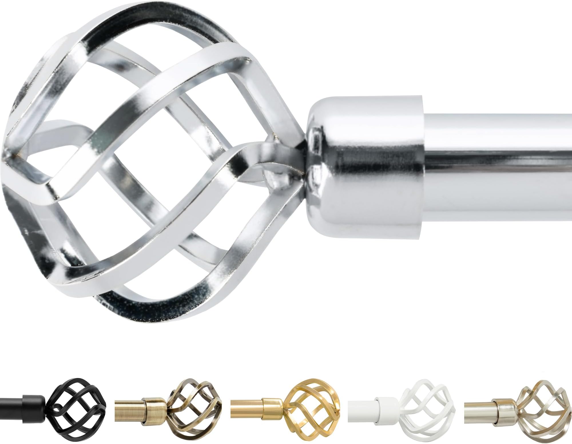 gb Home Collection Adjustable Silver Curtain Rods for Windows 48 to 84 Inch (4-7 Feet), Silver Curtain Rod for Bedroom