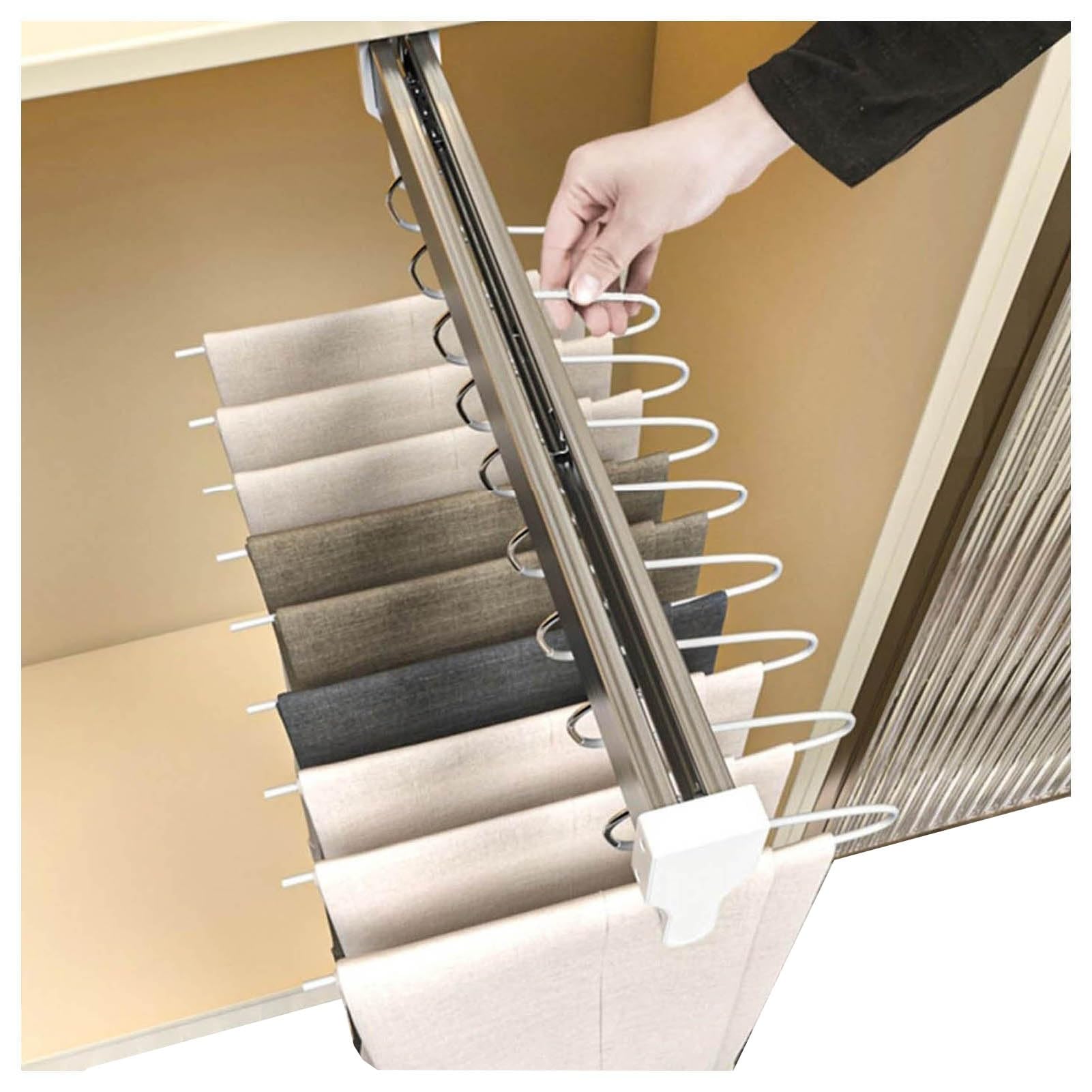 SBCGFY Extendable Pull Out Trouser Rack 30 80cm Closet Valet Rod for Wardrobe & Bathroom Space Saving Design 25kg Load Capacity Ideal for Organizing Pants & Trousers,600mm/23.6inch