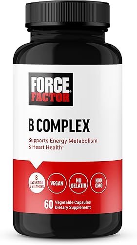 FORCE FACTOR Complejo de vitamina B para apoyar la energía, la vitalidad y la salud cardíaca, incluye vitamina B1, vitamina B2, vitamina B3,
