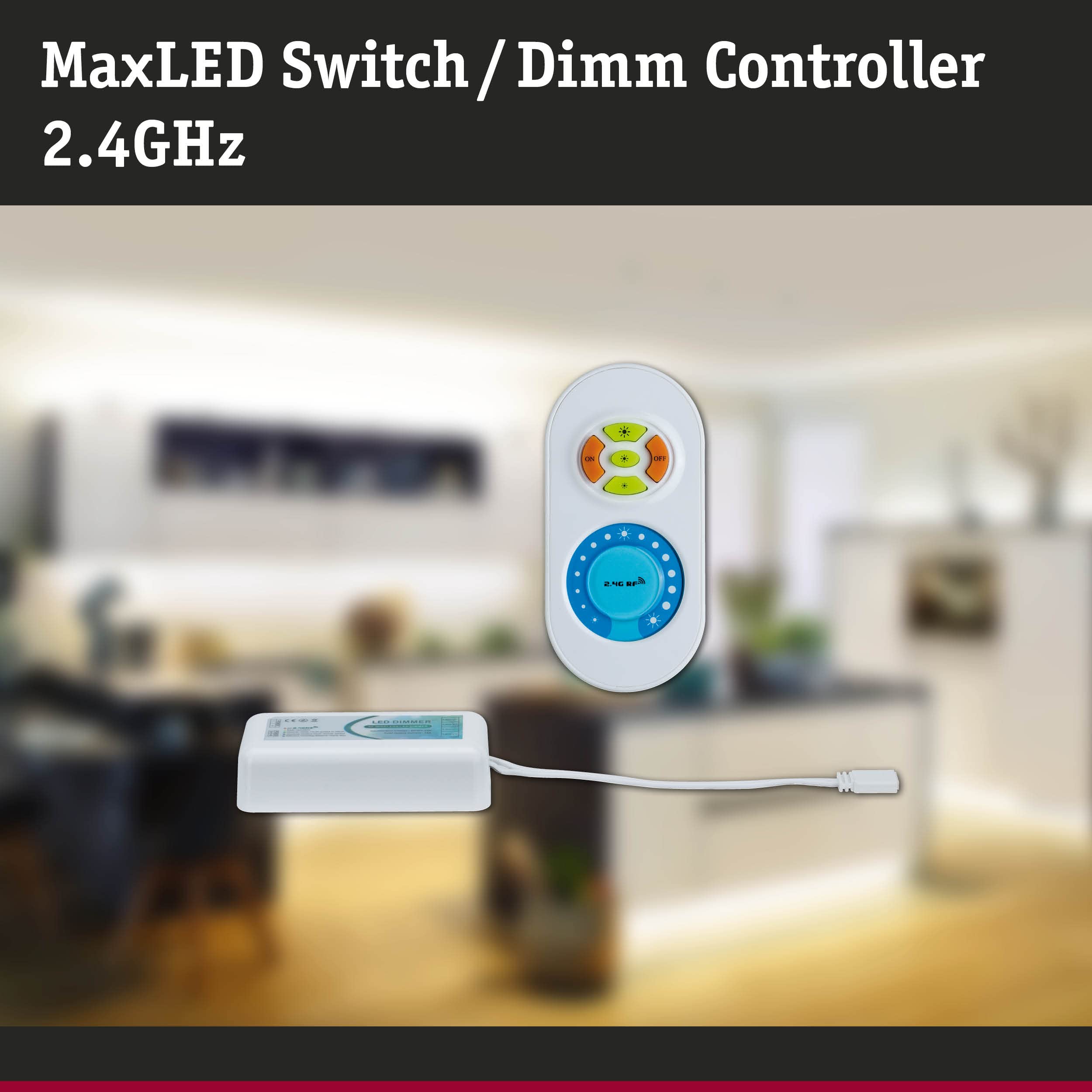 Paulmann 70619 Controller de regulación y conmutación MaxLED para strip LED, mando a distancia para strips monocolor incl. control remoto máx. 144 W accesorio para strips