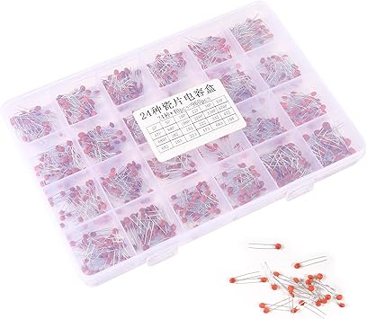 Ceramic Capacitor Assortment Kit,24Value 960PCS 2pF-100nF DIP Monolithic Multilayer Ceramic Chip Capacitor for Hobby Electronics, Audio-Video,Electronic Project