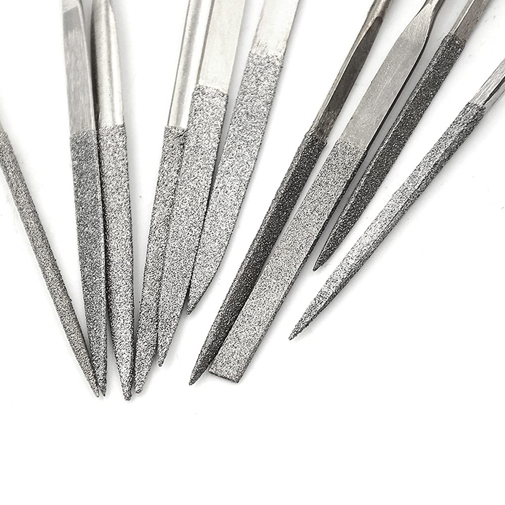 10 Pezzi Lime Diamantate, Set di Lime ad Ago di Precisione Multifunzionale Mini Diamante Rivestito in Titanio, Lima ad Ago Diamantata in Titanio
