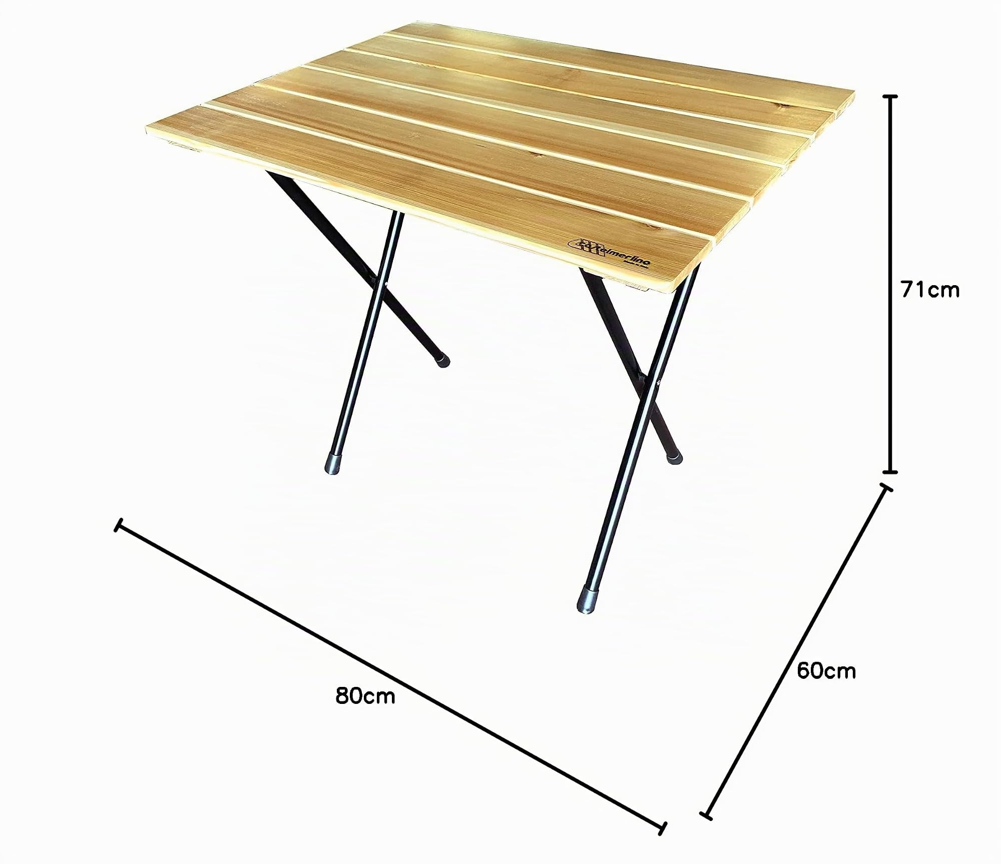 CASTELMERLINO bistrò Tavolo Pieghevole Balcone, Gambe Nere e Piano larice Naturale, 60 x 80