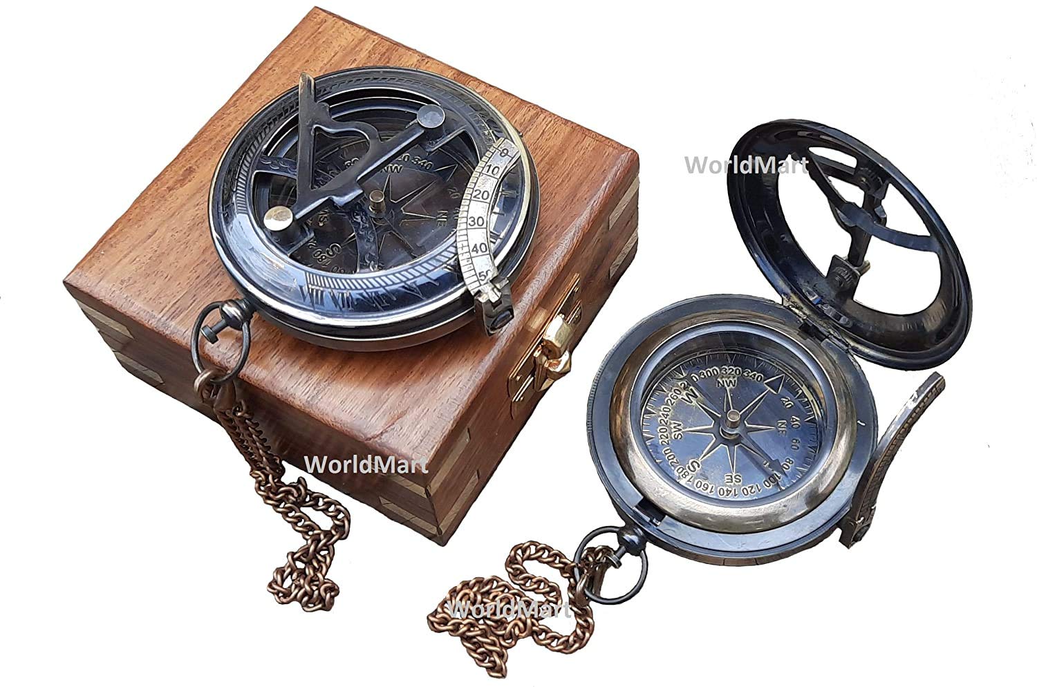 Royalmart Personalized Compass, Engraved Compass, Custom Compass, Wedding Gift, Groomsmen Gift, Wedding Keepsake, Baptism, Graduation, boy Scouts, Fathers Day (Black Finish Wooden Box)