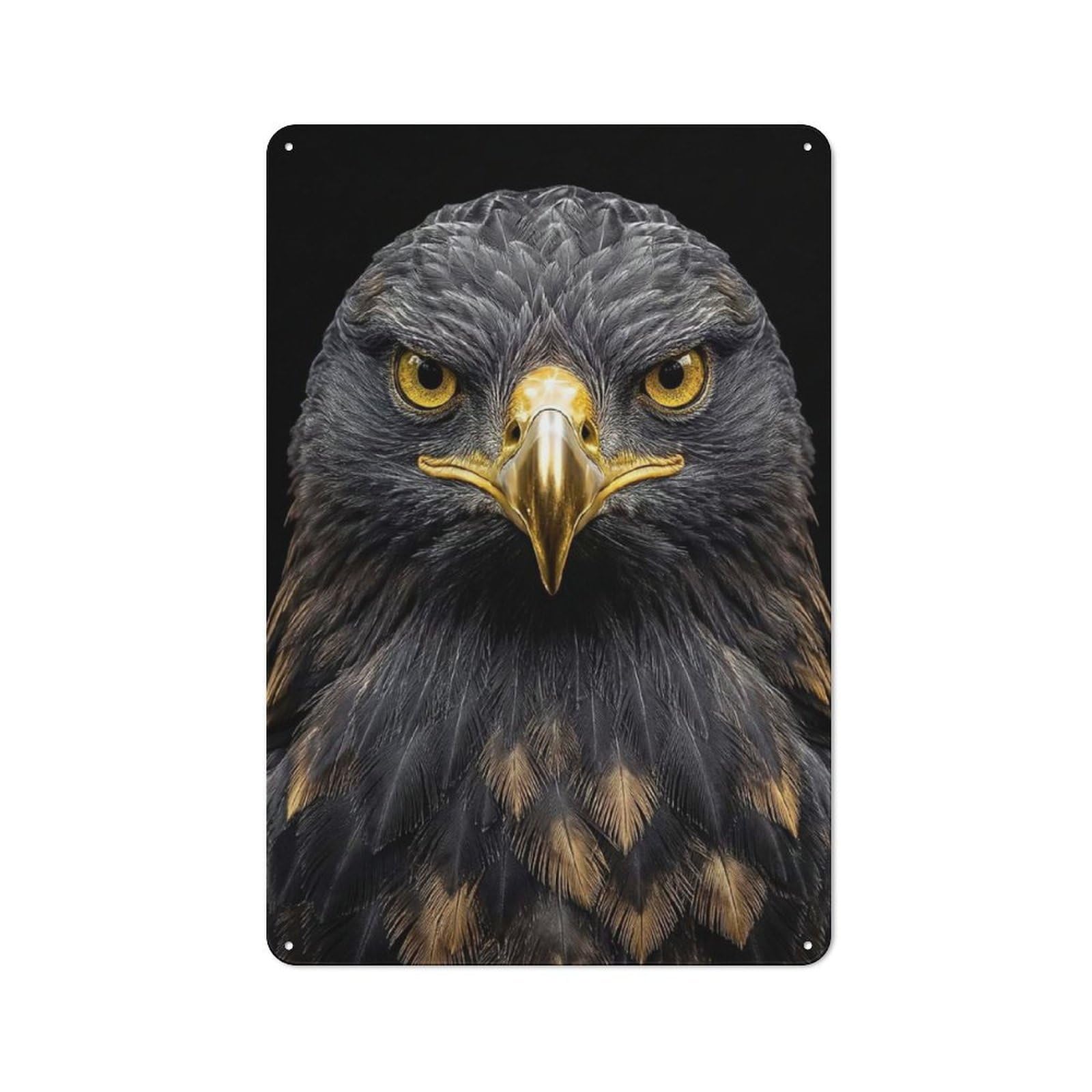 Metal Wall Sign 30x20cm Featuring Close-up of A Majestic Eagle's Face for Bar Or Restaurant, Gift for Bar Decor Enthusiasts during The Christmas Season