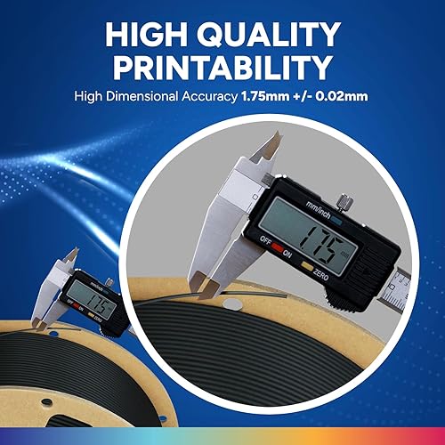 Miniatura 10 de OVERTURE Filamento PLA Plus (PLA+) de 0.069 pulgadas, rollo profesional de ácido poliláctico mejorado, carrete de cartón, PLA de alta calidad de 2.2