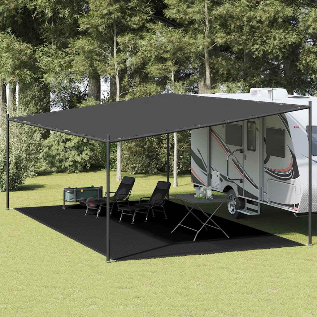 Alfombra para tienda de campaña, 400 x 700 cm, color negro, de HDPE, impermeable y transpirable, con ojales para fijación, ideal como lona de suelo para camping, exterior, senderismo