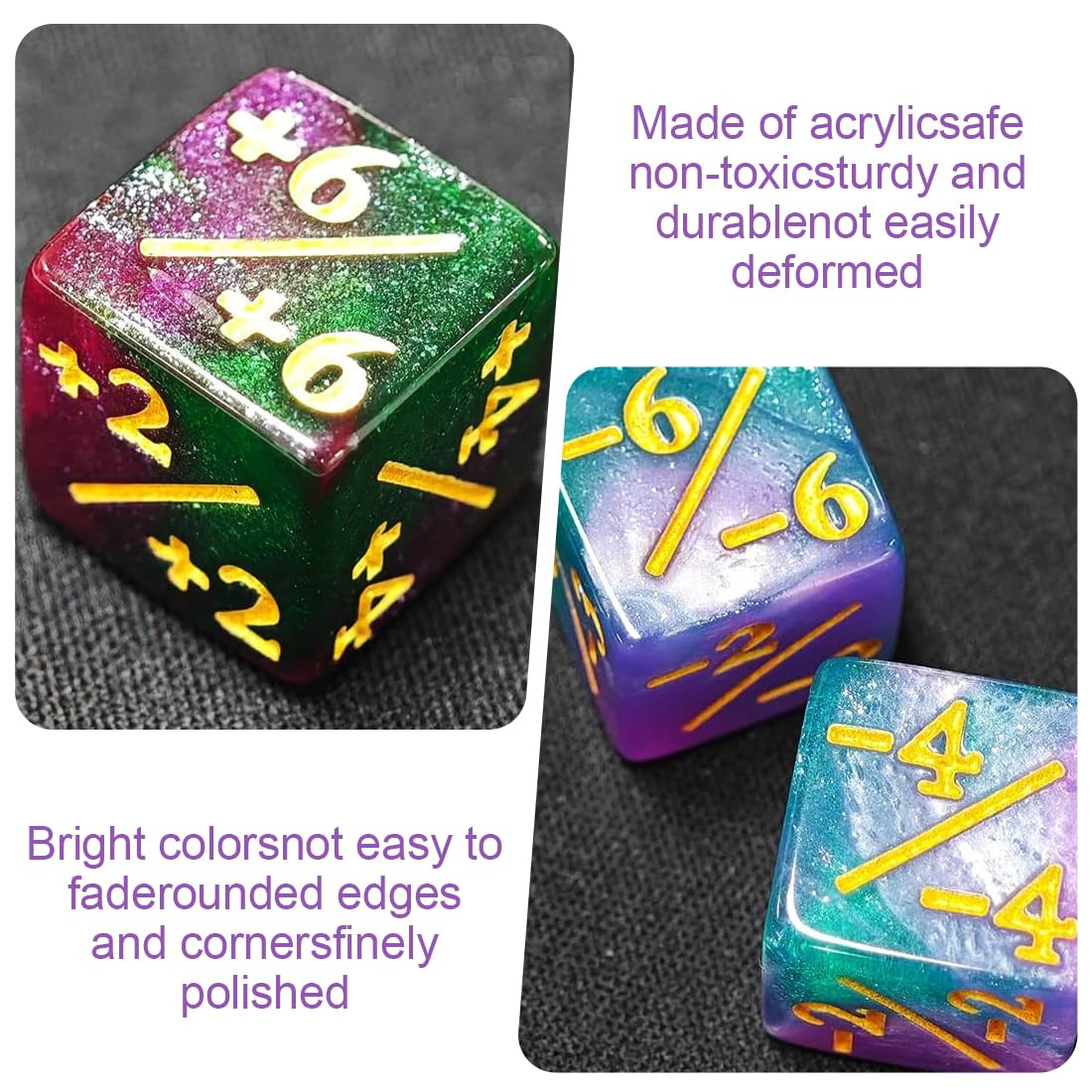 Contador de 12 Dados, Dados acrílicos para juegos multiusos de sumar y restar números, compatible con juegos de cartas, Magic the Gathering Games