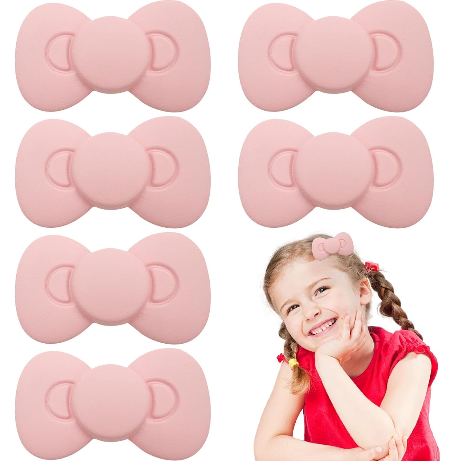 6 PACK Pink Bow Hair Clips for Girls,Cute Bows Hair Barrettes Hairpin Alligator Clips Kawaii Hair Accessories for Women Girls image 5
