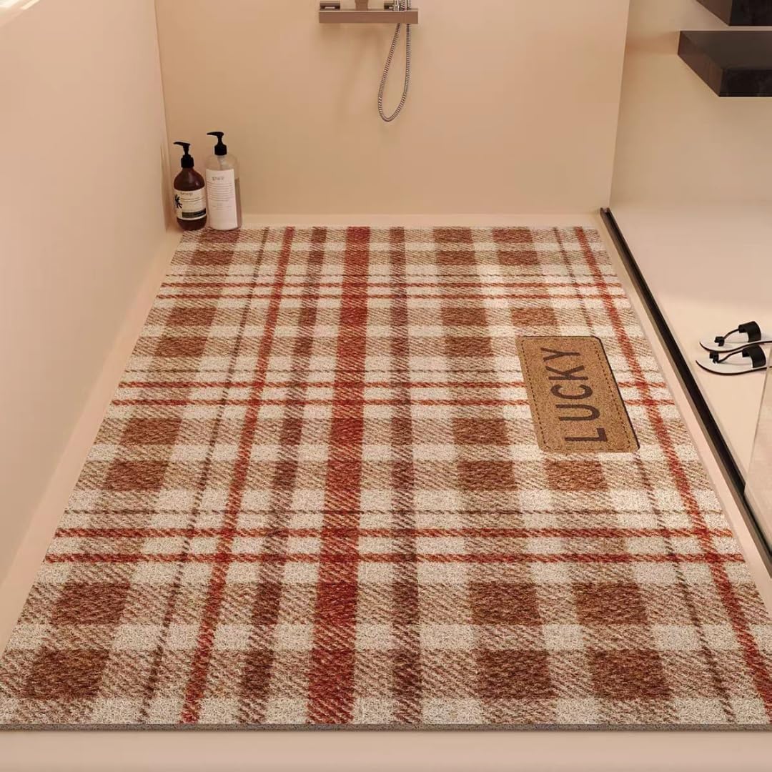 Tapis de Douche et de Salle de Bain de Style rétro et Moderne, fabriqués à partir de luffa en Caoutchouc à séchage Rapide