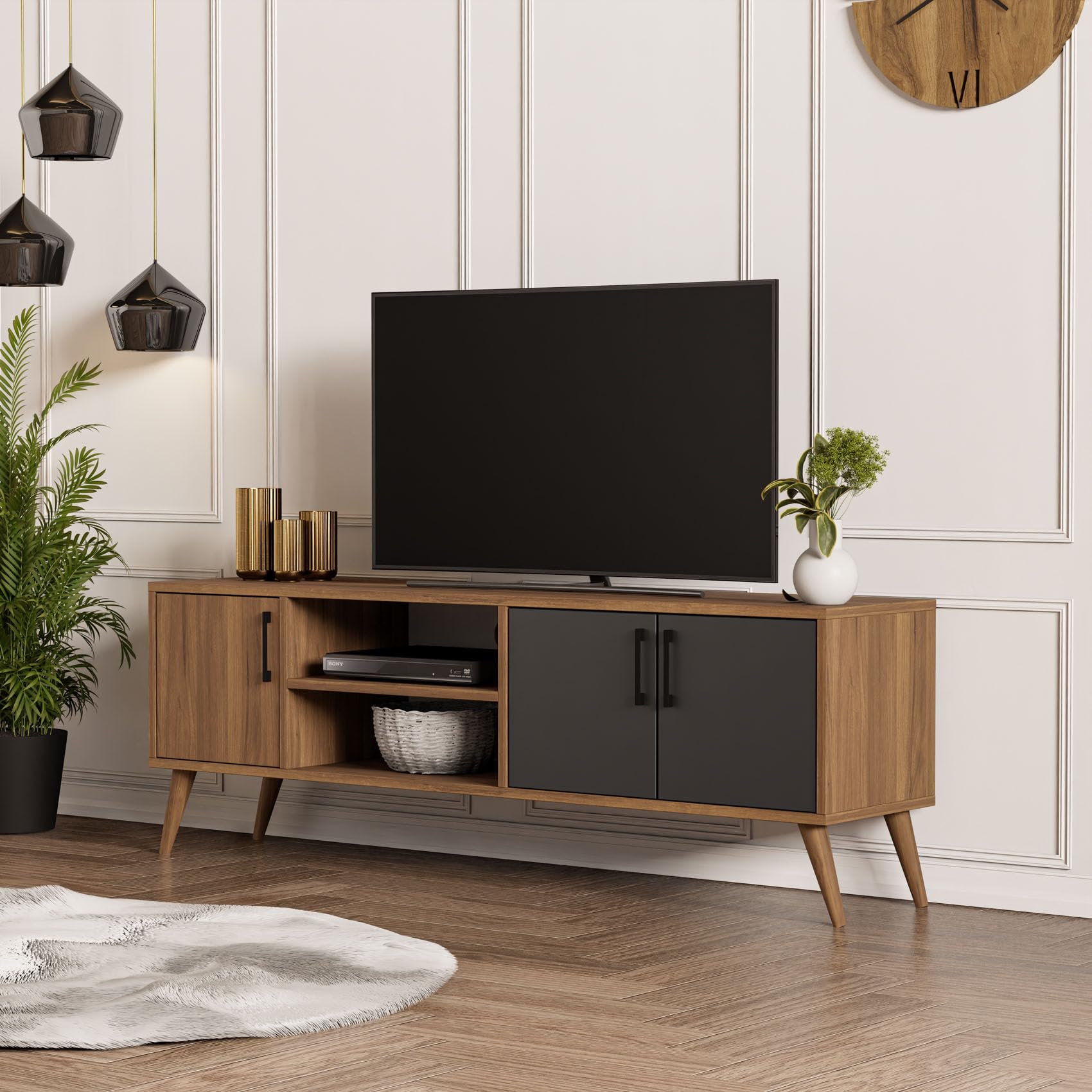 Mezza 1580 Exxen 150 Cm (Ahşap Ayakli) Tv Ünitesi Ürgüp-Antrasit